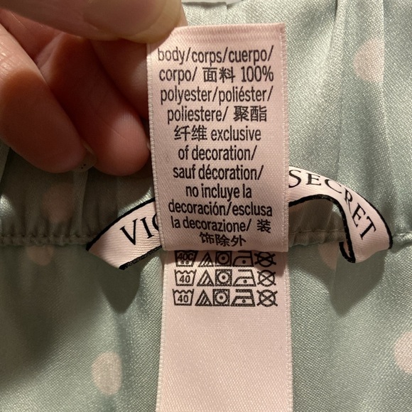 Victoria’s Secret Satin Cami Sleepwear Lounge Mint with White Polka Dots Shorts - Picture 12 of 13